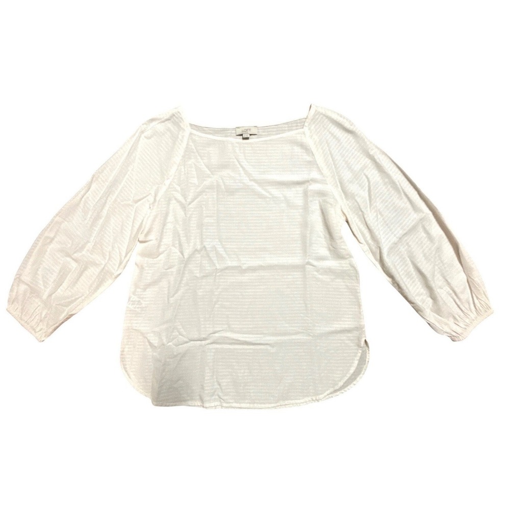 LOFT‎ Textured Stripe Boat Neck Blouse Womens Size S Cream